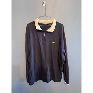 Masters Collection Sweater Mens XXL Navy Blue 1/4 Zip Long Sleeve Pima Cotton